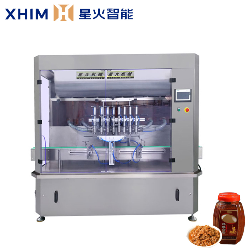 多頭醬料灌裝機-八頭顆粒醬灌裝（zhuāng）機